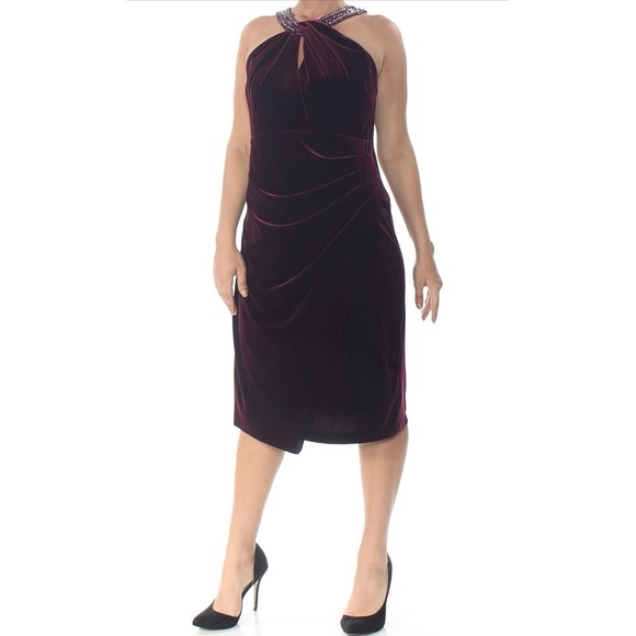 Alex Evenings Women's Size 12 Velvet Cocktail Evening Gown Dress‎ - Picture 1 of 16